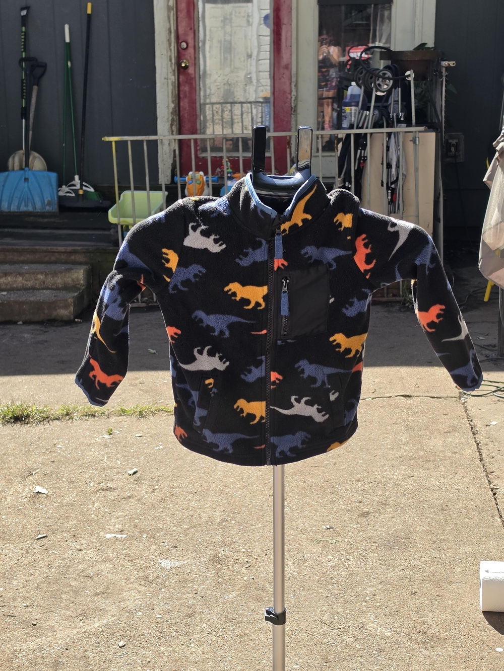 Kids Dino Print Fleece Jacket - Navy/Multicolor
